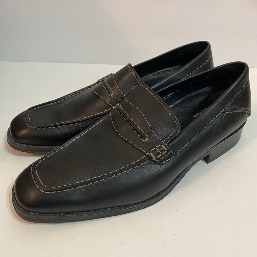 Donald J Pliner Black Leather Slip On Loafers Mens Dress Shoes Size US 11.5 M